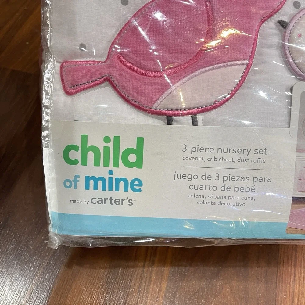 VTG‎ NEW Child of Mine: Pink Little Birds and Friends 3 pc Crib Set by Carter's